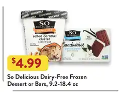 Fresh Thyme So Delicious Dairy-Free Frozen Dessert or Bars offer