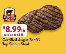 Fresh Thyme Certified Angus Beef Top Sirloin Steak offer
