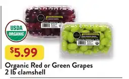 Fresh Thyme Organic Red or Green Grapes offer