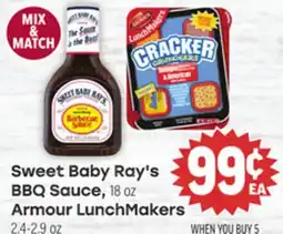 Tony’s Fresh Market Sweet Baby Ray's BBQ Sauce, 18 oz Armour LunchMakers 2.4-2.9 oz offer