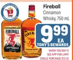 Tony’s Fresh Market Fireball Cinnamon Whisky offer