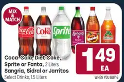 Tony’s Fresh Market Coca-Cola, Diet Coke, Sprite or Fanta, 2 Liters Sangria, Sidral or Jarritos offer