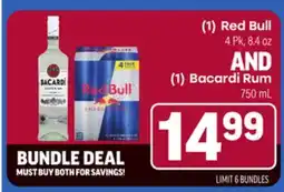 Tony’s Fresh Market (1) Red Bull 4 Pk, 8.4 oz AND (1) Bacardi Rum 750 mL offer