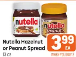Tony’s Fresh Market Nutella Hazelnut or Peanut Spread offer
