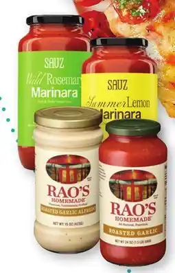 Heinen's Rao's 15-24 OZ. or Sauz 14.1-25 OZ. Pasta or Alfredo Sauces offer