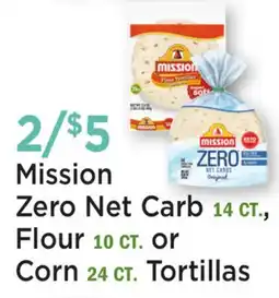 Heinen's Mission Zero Net Carb Flour 14 CT., or Corn 24 CT. Tortillas offer