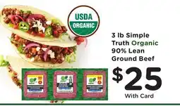 Mariano's 3 lb Simple Truth Organic 90% Lean Ground Beef offer