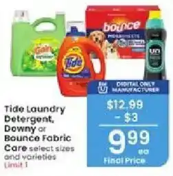 Albertsons Tide Laundry Detergent, Downy or Bounce Fabric Care offer