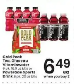 Albertsons Gold Peak Tea, Glaceau Vitaminwater or Powerade Sports Drink offer