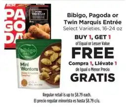 Food 4 Less Bibigo, Pagoda or Twin Marquis Entrée offer