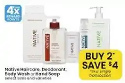 Albertsons Native Haircare, Deodorant, Body Wash or Hand Soap offer