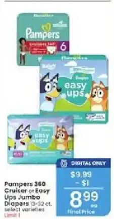 Albertsons Pampers 360 Cruiser or Easy Ups Jumbo Diapers offer
