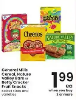 Albertsons General Mills Cereal, Nature Valley Bars or Betty Crocker Fruit Snacks offer