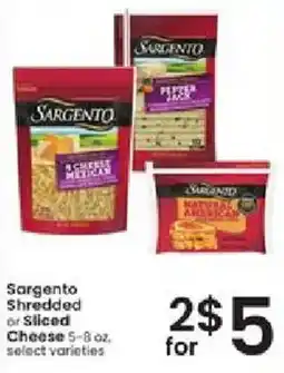 Albertsons Sargento shredded or sliced cheese offer