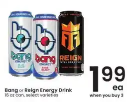 Albertsons Bang or Reign Energy Drink offer