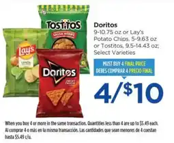 Food 4 Less Doritos or Lay's Potato Chips or Tostitos offer