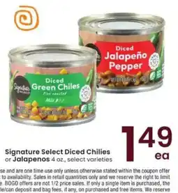 Albertsons Signature Select Diced Chilies or Jalapenos offer