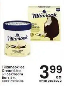 Albertsons Tillamook ice cream or ice cream bars offer