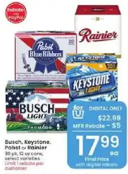 Albertsons Busch, Keystone, Pabst or Rainier offer