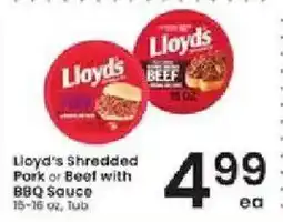 Albertsons Lloyd's Shredded Pork or Beef with BBQ Sauce offer