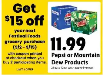 Pepsi or Mountain Dew Products
