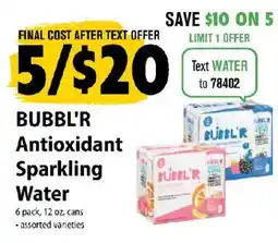 Festival Foods Bubbl'r Antioxidant Sparkling Water offer