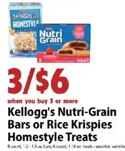 Festival Foods Kellogg's Nutri-Grain Bars or Rice Krispies Homestyle Treats offer
