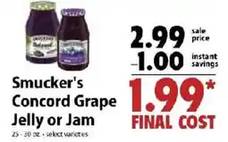 Festival Foods Smucker's Concord Grape Jelly or Jam offer