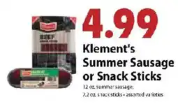 Festival Foods Klement's Summer Sausage or Snack Sticks offer