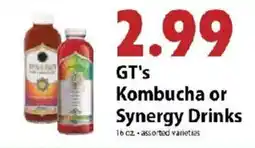 Festival Foods Gt's Kombucha or Synergy Drinks offer