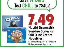 Festival Foods Nestle Drumstick Sundae Cones or Oreo Ice Cream Novelties offer