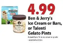 Festival Foods Ben & Jerry's Ice Cream or Bars, or Talenti Gelato Pints offer