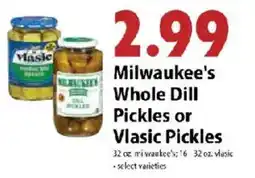 Festival Foods Milwaukee's Whole Dill Pickles or Vlasic Pickles offer