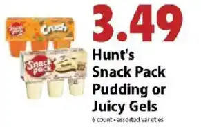 Festival Foods Hunt's Snack Pack Pudding or Juicy Gels offer