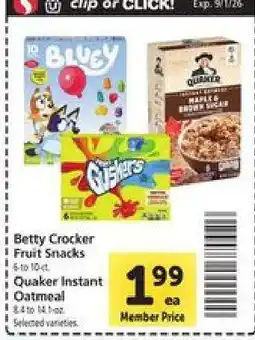 Safeway Quaker Instant Oatmeal offer