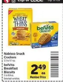 Safeway Nabisco Snack Crackers, belVita Breakfast Biscuits offer