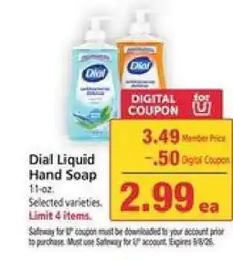 Safeway Dial Liquid Hand Soap offer