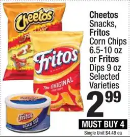 Super King Markets Cheetos Snacks, Fritos Corn Chips or Fritos Dips offer