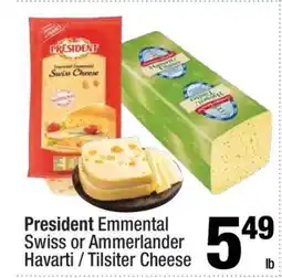 Super King Markets President Emmental Swiss or Ammerlander Havarti / Tilsiter Cheese offer