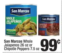 Super King Markets San Marcos Whole Jalapenos 26 oz or Chipotle Peppers 7.5 oz offer