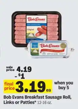 Meijer Bob Evans Breakfast Sausage Roll, Links or Patties offer