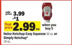 Meijer Heinz Ketchup Easy Squeeze or Simply Ketchup offer