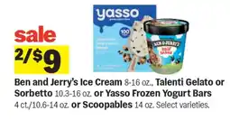 Meijer Ben and Jerry’s Ice Cream, Talenti Gelato or Sorbetto, Yasso Frozen Yogurt Bars, Scoopables offer
