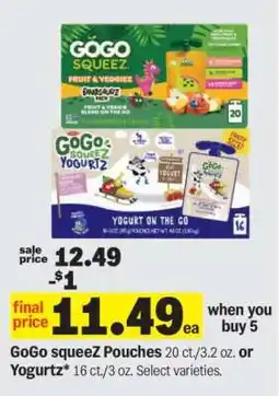 Meijer GoGo squeeZ Pouches or Yogurtz offer