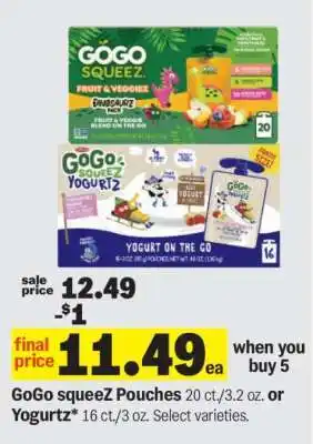Meijer GoGo squeeZ Pouches or Yogurtz offer