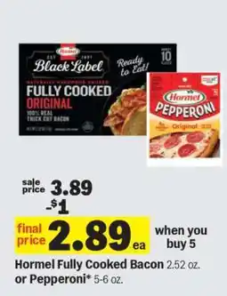 Meijer Hormel Fully Cooked Bacon or Pepperoni offer