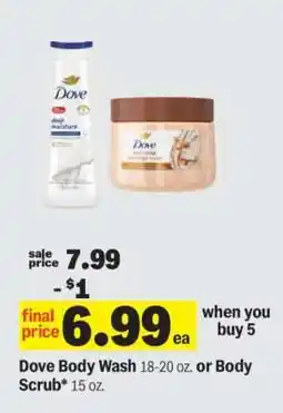 Meijer Dove Body Wash or Body Scrub offer