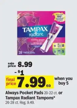 Meijer Tampax Radiant Tampons offer