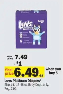 Meijer Luvs Platinum Diapers offer