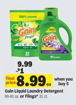 Meijer Gain Liquid Laundry Detergent Or Flings offer